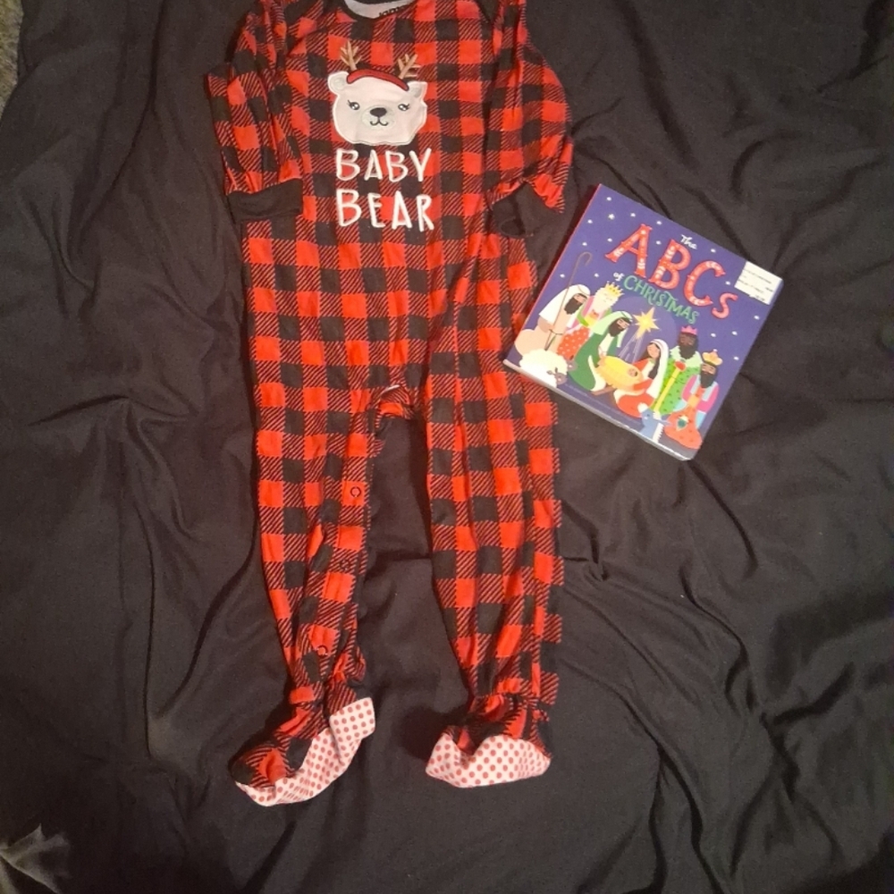 Baby Bear Red Plaid Kids One Piece